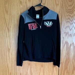 PINK Victoria's Secret Black and Gray UW Quarter-Zip Hoodie